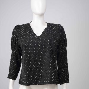 AKITOYE Polka Dot Puff Sleeve Blouse
